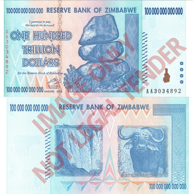 Zimbabwe Z$100 Trillion 2008 Banknote [AA3034892] - Authentic Note